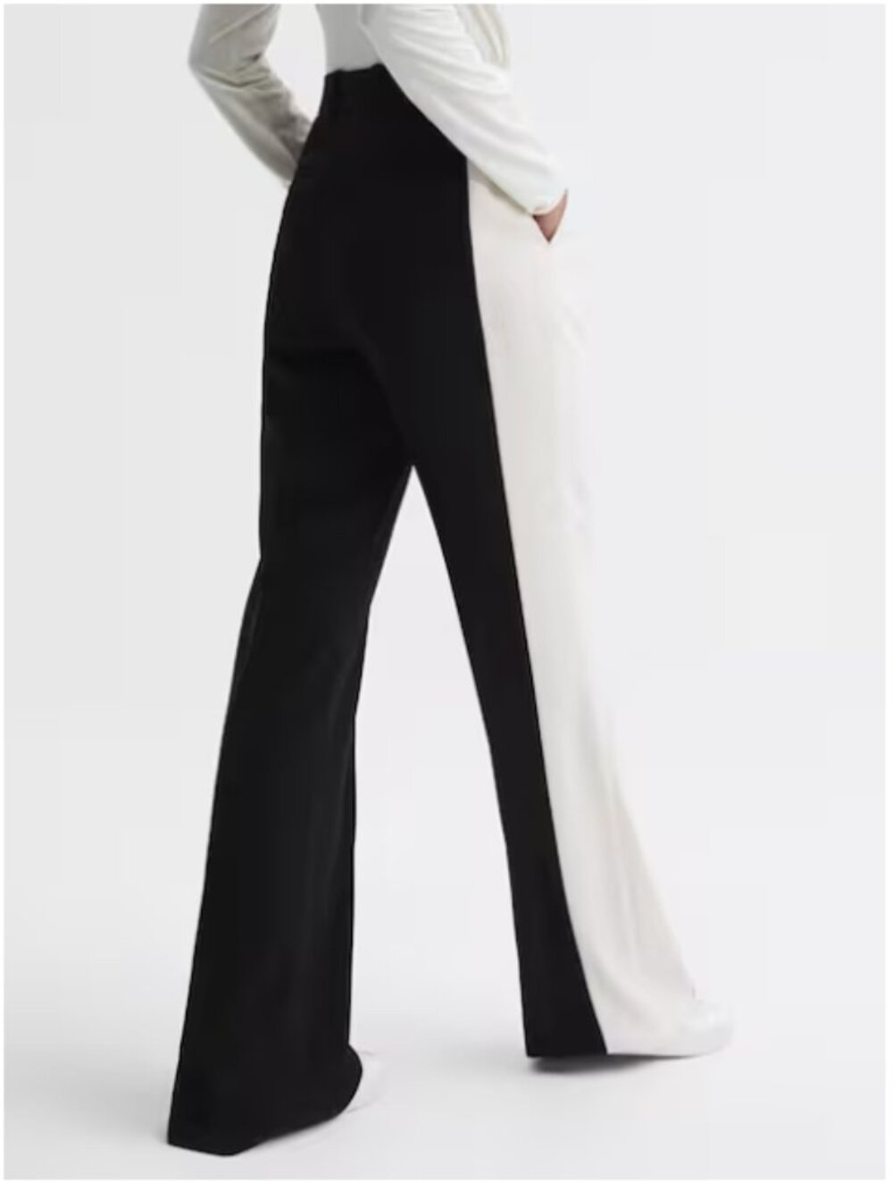 Reiss Saffron Contrast Side Wide‑Leg Trousers Black Size US-0 NWT - Picture 2 of 5
